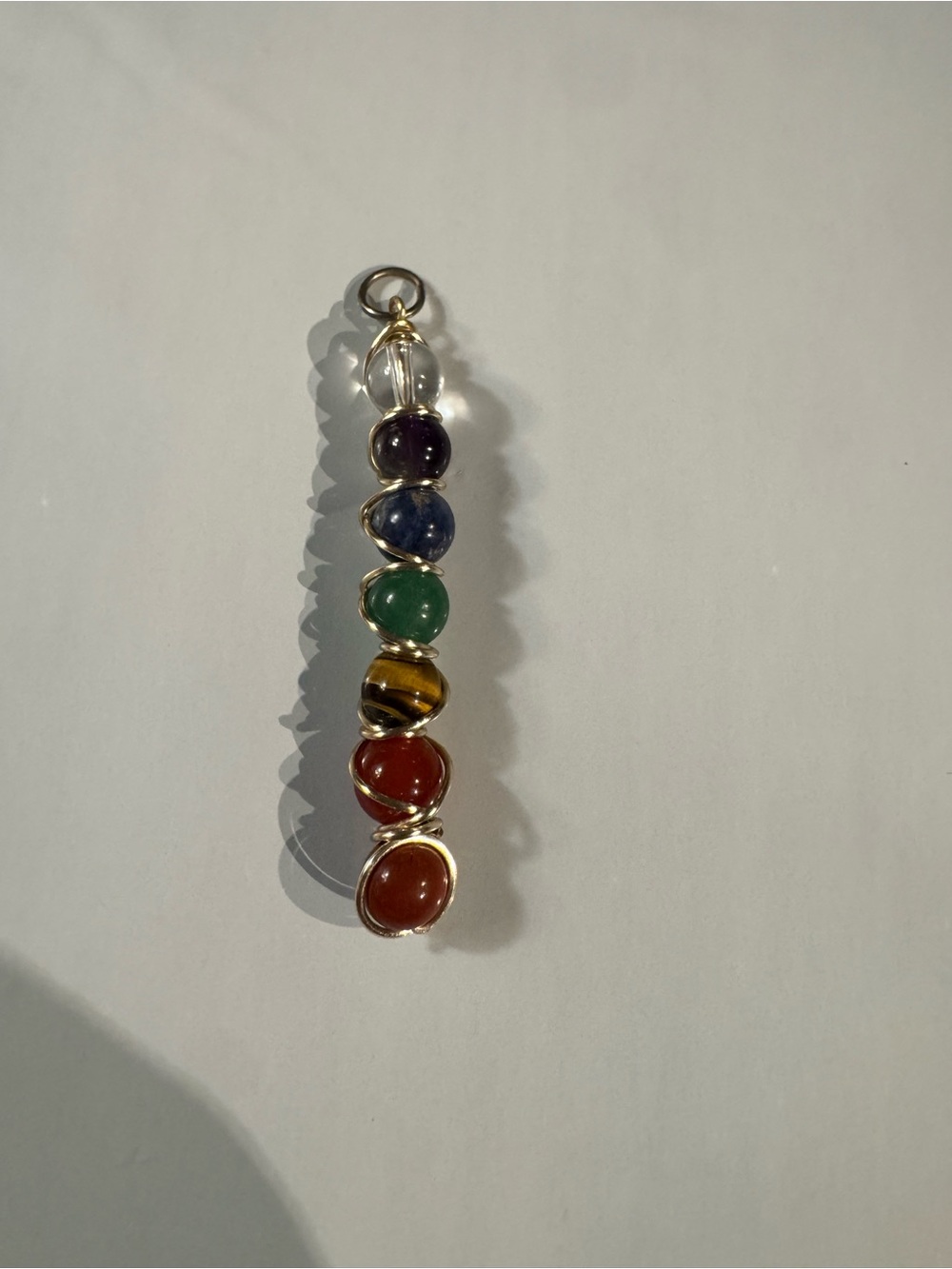 Rainbow Chakra Version Sterling Silver Wire Wrapped Pendant-2 3/4”